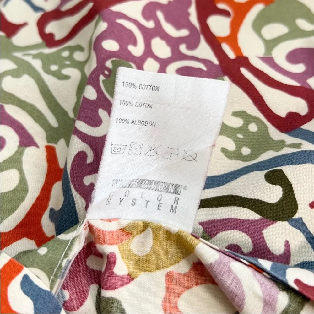 2 Crate & Barrel Lucia STANDARD Pillow Shams Multicolor Scroll Medallion Italy